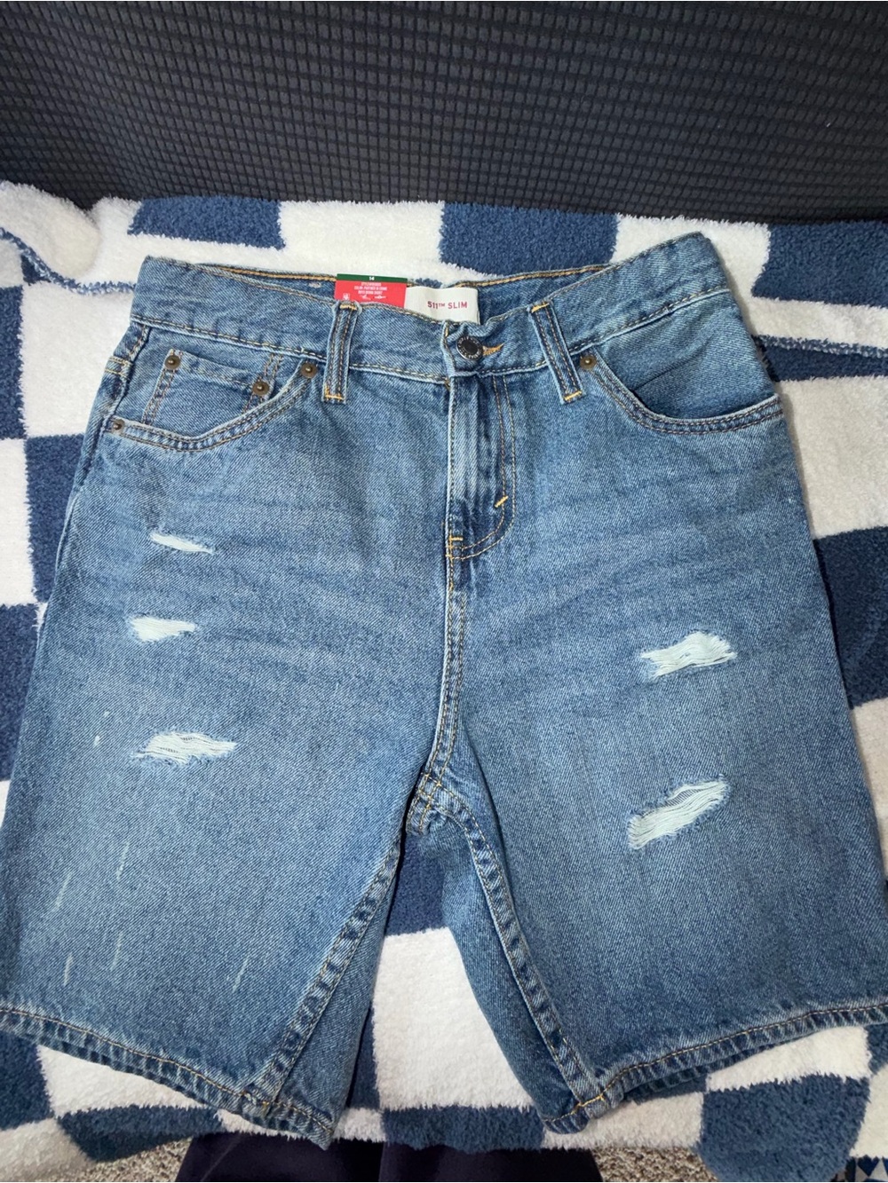 Levi's Light Blue Distressed Jean Shorts